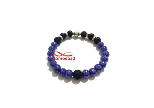 Agate Pierre Naturelle BLEU + Noir - Unisex au meilleur prix au Maroc