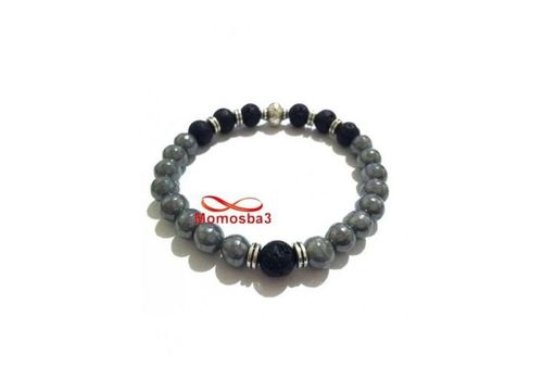 Agate Pierre Naturelle GRIS + Noir - Unisex au meilleur prix au Maroc