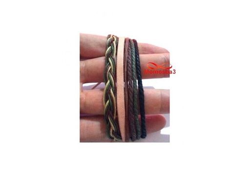 Bracelet Torsadé Cuir Et Fil Réglable  Unisex au meilleur prix au Maroc