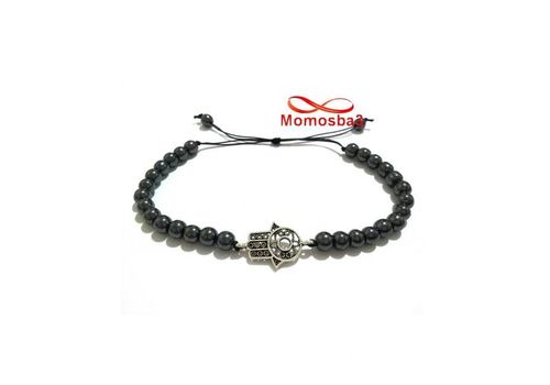 Agate Bracelet Hématite Avec Pendentif Khmissa Unisex - Fil Réglable au meilleur prix au Maroc