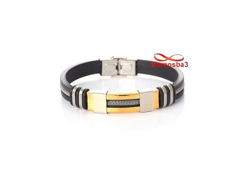 Bracelet Pour Homme Avec Silicon Et Acier Inoxydable Ajustable - Noir/Argenté/DORE au meilleur prix au Maroc