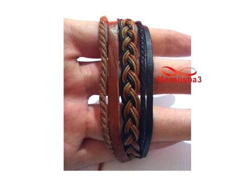 Bracelet Torsadé Cuir Et Fil Réglable - Unisex au meilleur prix au Maroc