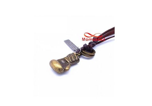 Collier Cuir MARRON Réglable Avec Pendentif GANT DE BOXE - Unisex au meilleur prix au Maroc