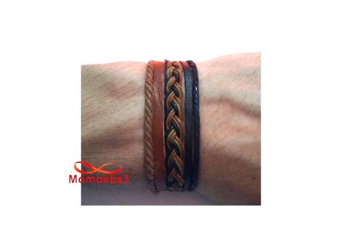 Bracelet Torsadé Cuir Et Fil Réglable - Unisex au meilleur prix au Maroc