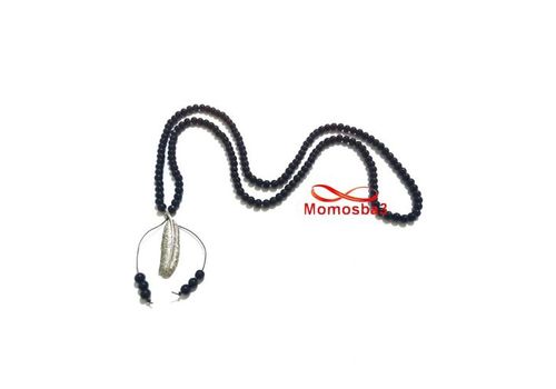 Collier Agate Verre Noir Avec Pendentif Plume a La Mode - Unisex au meilleur prix au Maroc