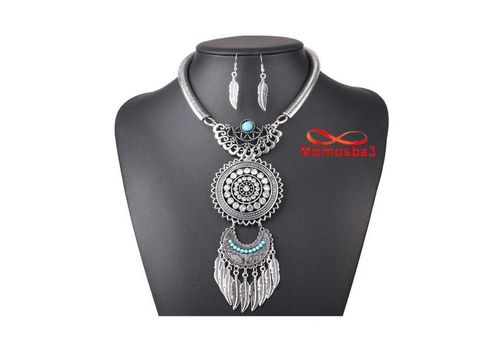 Bijoux Ensemble Collier + Boucle D'oreille Plume Pour Femme au meilleur prix au Maroc