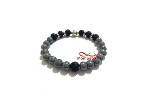 Agate Pierre Naturelle GRIS + Noir - Unisex au meilleur prix au Maroc