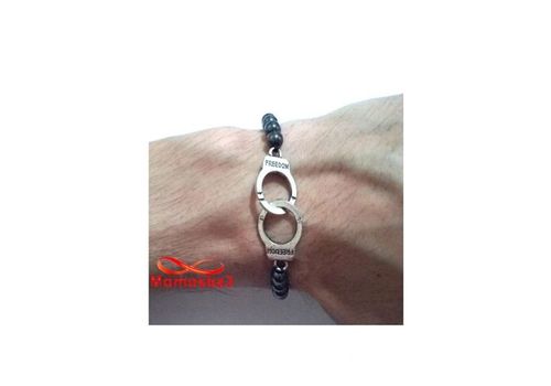 Agate Bracelet Hématite Avec Pendentif Menotte Freedom Unisex - Fil Réglable au meilleur prix au Maroc