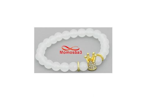 Agate Pierres Naturelle BLANC + Pendentif Couronne Avec Pierres - élastique au meilleur prix au Maroc