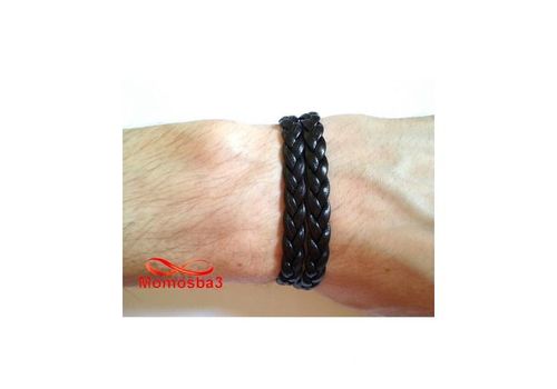 Bracelet En Cuir Noir Avec Fermoir Noir - Unisex au meilleur prix au Maroc
