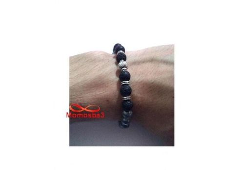 Agate Pierre Naturelle GRIS + Noir - Unisex au meilleur prix au Maroc