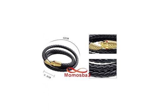 Bracelet Snak Unisex En Cuir Noir Fermoir Snak DORE au meilleur prix au Maroc