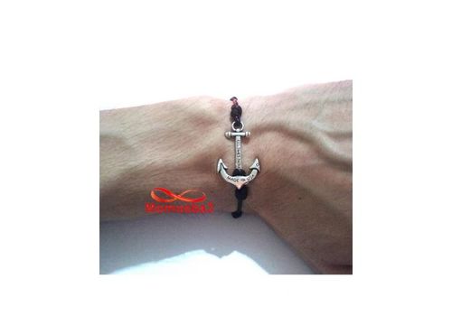 Bracelet Fil Noir Réglable Avec Pendentif Ancre Marine Kiel James Patrick - Unisex au meilleur prix au Maroc
