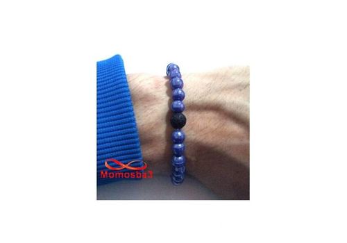 Agate Pierre Naturelle BLEU + Noir - Unisex au meilleur prix au Maroc