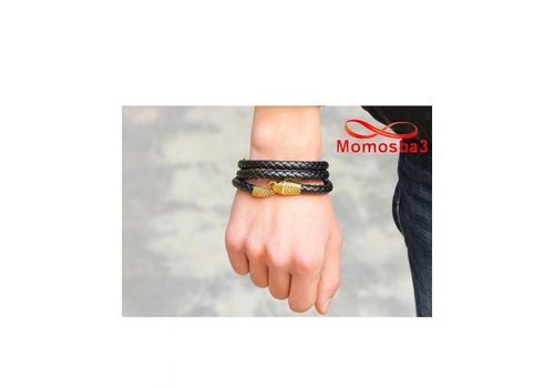 Bracelet Snak Unisex En Cuir Noir Fermoir Snak DORE au meilleur prix au Maroc