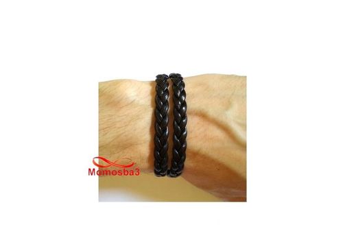 Bracelet En Cuir Noir Avec Fermoir Noir - Unisex au meilleur prix au Maroc