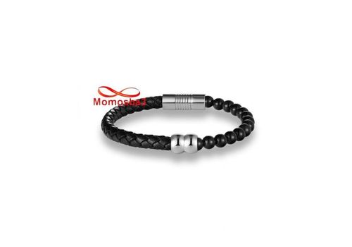 Bracelet Cuir Et Pierres Naturelles Avec Fermoir Magnétique En Acier Inoxydable + Sachet De Bijoux au meilleur prix au Maroc