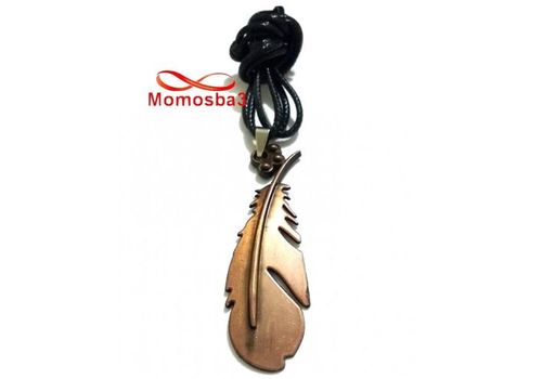 Collier Fil Noir Réglable Avec Pendentif Plume 2 Faces Noir + BRONZE (Unisex) au meilleur prix au Maroc