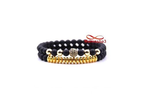 Pack 2 Agate Pierres Noir DORE - Unisex au meilleur prix au Maroc