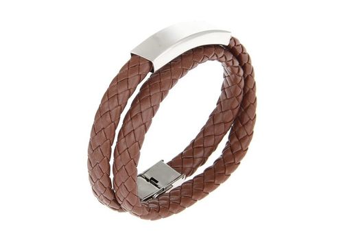 Bracelet Deux Tour Cuir MARRON Plaque Et Fermoir En Acier Inoxydable Unisex - Réglable au meilleur prix au Maroc