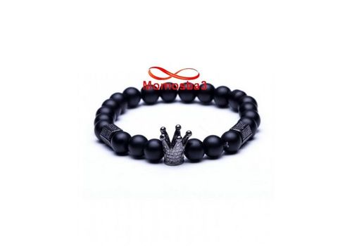 Agate Pierres Naturelle Avec Pendentif Couronne Noir - élastique au meilleur prix au Maroc