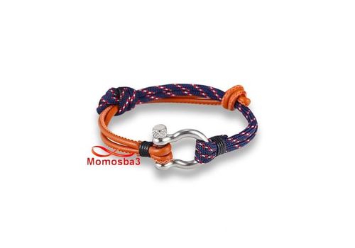 Bracelet Marine Cuir MARRON Et Fil Parachute Avec Fermoir En Acier Inoxydable Argenté au meilleur prix au Maroc