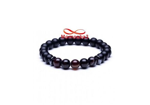 Agate Pierre Naturelle Noir Mat + MARRON  (élastique) au meilleur prix au Maroc