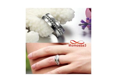 Bague En Acier Inoxydable Argenté Avec Pierres BLANC - Unisex au meilleur prix au Maroc