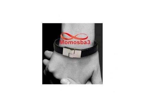 Bracelet Cuir Noir Avec Fermoir Magnétique - Unisex au meilleur prix au Maroc
