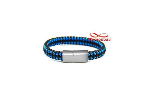 Bracelet Cuir Noir Et BLEU Avec Fermoir Magnétique - Unisex au meilleur prix au Maroc