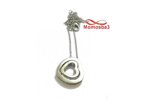 Collier Argenté Pendentif Coeur Avec Pierres Cristal MARRON au meilleur prix au Maroc