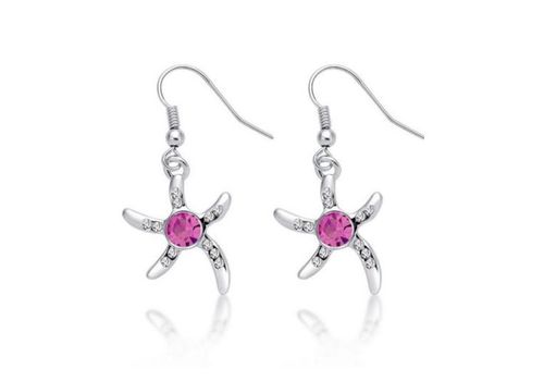 Boucles D’oreilles Femme Pendentif étoile Avec Pierre ROSE BLANC au meilleur prix au Maroc