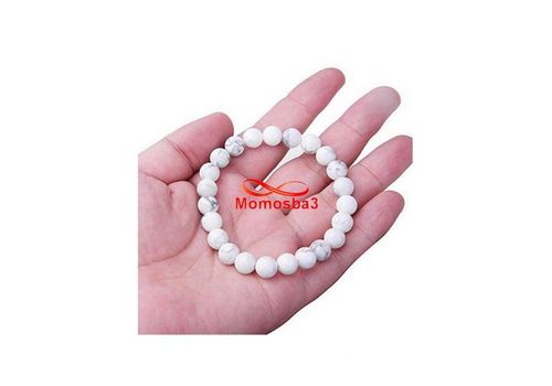 Agate Pierres Naturelle BLANC Noir 8mm Unisex - élastique au meilleur prix au Maroc