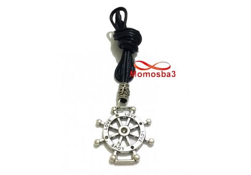 Collier Fil Noir Réglable Avec Pendentif Marine LOVE Argenté (Unisex) au meilleur prix au Maroc