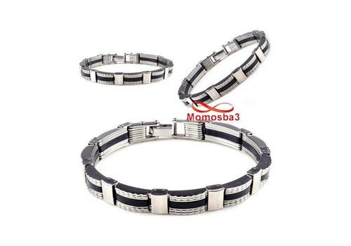 Gourmette En Acier Inoxydable Et Silicone Bracelet Unisex au meilleur prix au Maroc