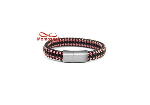 Bracelet Cuir Noir  Avec Fermoir Magnétique - Unisex au meilleur prix au Maroc