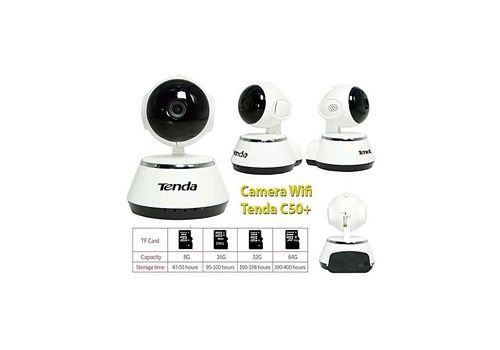 Caméra IP sans fil C50+  horizontale 355 °, verticale 120 °, distance d'éclairage IR-LED de 10 mètres, microphone et haut-parleur encastrables, Audio bidirectionnel Micro SD / TF au meilleur prix au Maroc