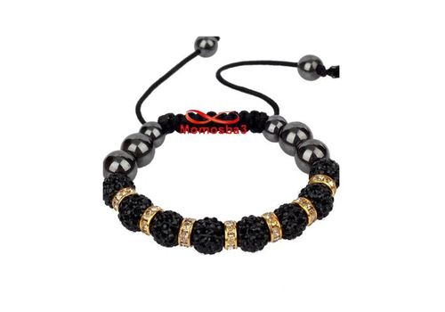 Bracelet Shamballa Crystal Noir BLANC Et DORE - Unisex au meilleur prix au Maroc