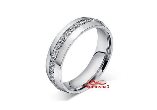 Bague En Acier Inoxydable Argenté Avec Pierres BLANC - Unisex au meilleur prix au Maroc