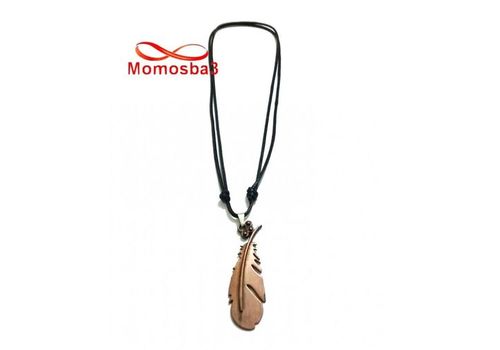 Collier Fil Noir Réglable Avec Pendentif Plume 2 Faces Noir + BRONZE (Unisex) au meilleur prix au Maroc