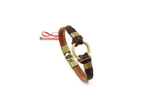 Bracelet En Cuir MARRON Véritable Symbole Et Fermoir BRONZE au meilleur prix au Maroc