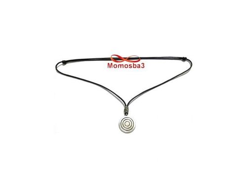 Collier Fil Noir Réglable Avec Pendentif Noir Argenté - Unisex au meilleur prix au Maroc