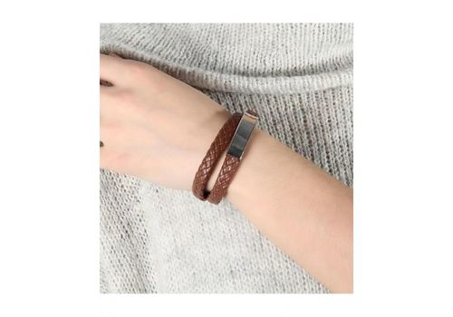 Bracelet Deux Tour Cuir MARRON Plaque Et Fermoir En Acier Inoxydable Unisex - Réglable au meilleur prix au Maroc