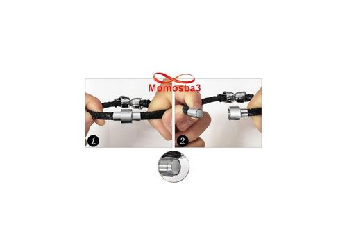 Bracelet Cuir Noir Pendentif Tete De Mort Et Fermoir En Acier Inoxydable Magnetique Argenté + Sachet de Bijoux au meilleur prix au Maroc