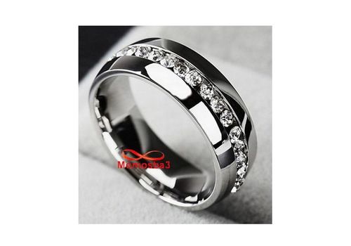 Bague En Acier Inoxydable Argenté Avec Pierres BLANC - Unisex au meilleur prix au Maroc