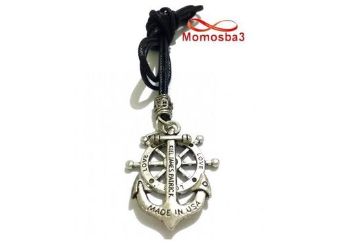 Collier Fil Noir Réglable Avec 2 Pendentif Ancre Marine USA Et Direction Du Navire LOVE (Unisex) au meilleur prix au Maroc