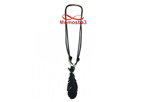 Collier Fil Noir Réglable Avec Pendentif Plume 2 Faces Noir + BRONZE (Unisex) au meilleur prix au Maroc