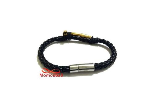 Bracelet Cuir Avec Pendentif Cleaver DORE Et Fermoir En Acier Inoxydable - Réglable au meilleur prix au Maroc