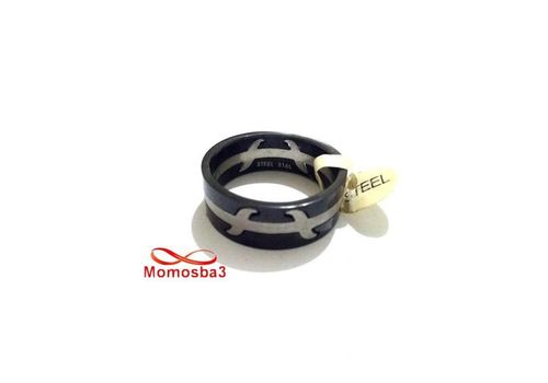 Bague En Acier Inoxydable Noir Argenté Taille (22) au meilleur prix au Maroc