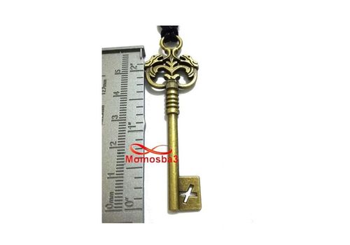 Collier Fil Noir Réglable Avec Pendentif Clé BRONZE - Unisex au meilleur prix au Maroc